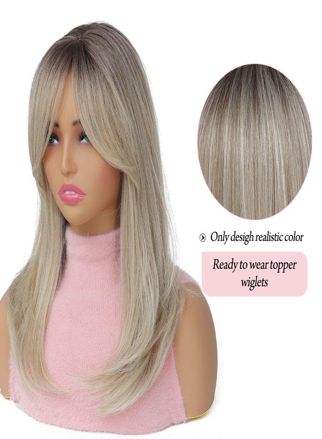 Molefi 19inch Hair Topper with Large Coverage, 6.5x6.5inch Synthetic Hair Toppers for Women with Thinning Hair, Ombre Blonde Hair Pieces - Image 5